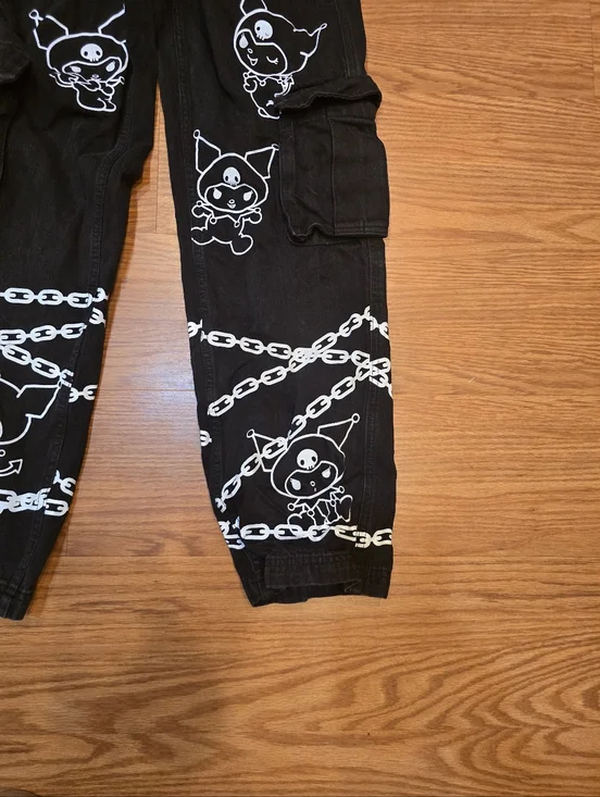 Hot Topic's Kuromi Belt No Chain Black Carpenter Pants Juinors Size 1 - Picture 2 of 6